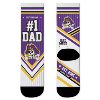 East Carolina Pirates Socks Personalized Pinstripe Chevron Purple White Best Selling
