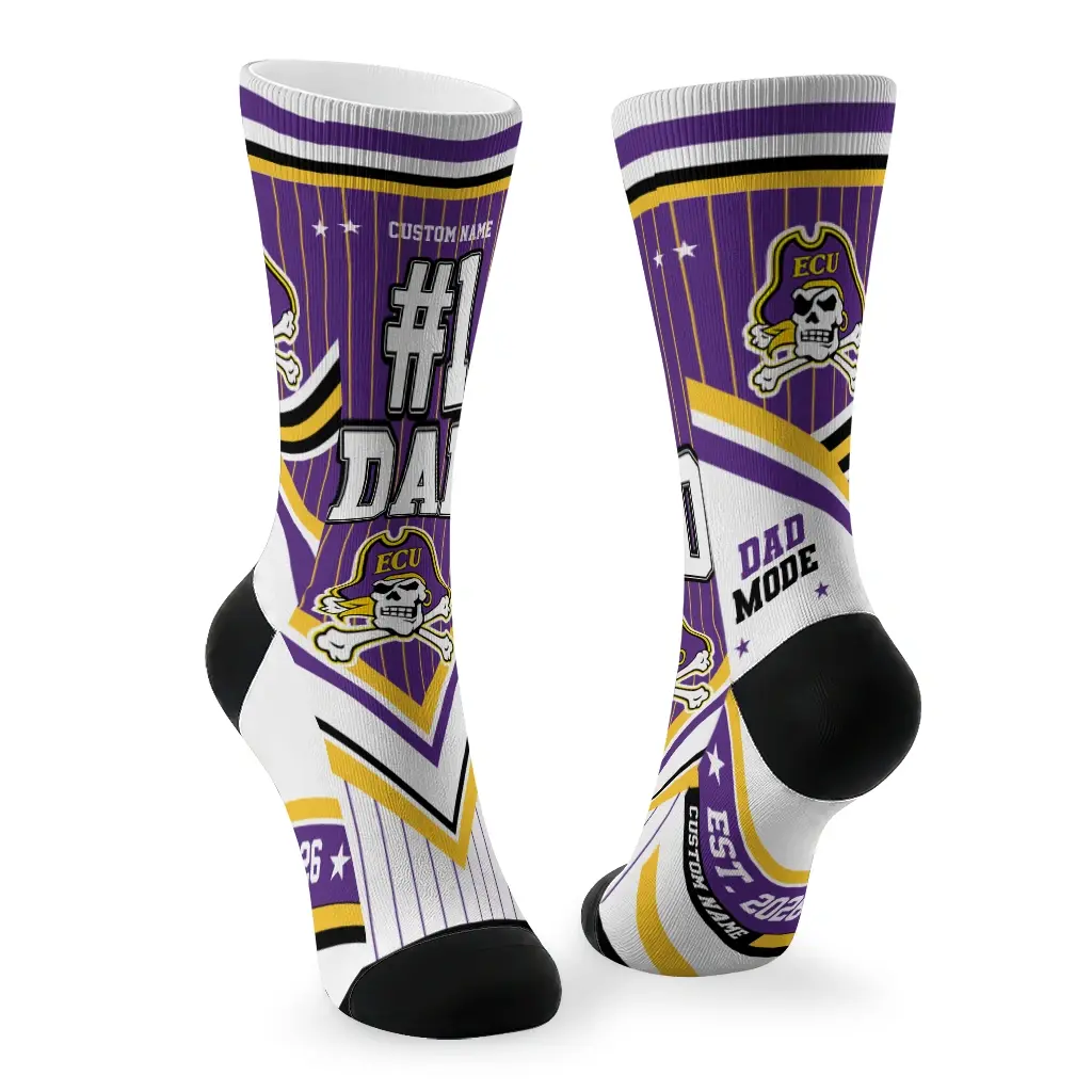 East Carolina Pirates Socks Personalized Pinstripe Chevron Purple White Fashion Forward East Carolina Pirates Socks Personalized Pinstripe Chevron Purple White Fashion Forward