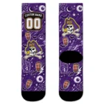 East Carolina Pirates Socks Personalized Scattered Icons Purple Best Selling