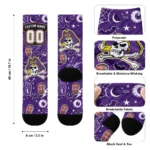 East Carolina Pirates Socks Personalized Scattered Icons Purple Best Selling