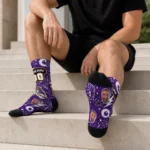 East Carolina Pirates Socks Personalized Scattered Icons Purple Best Selling