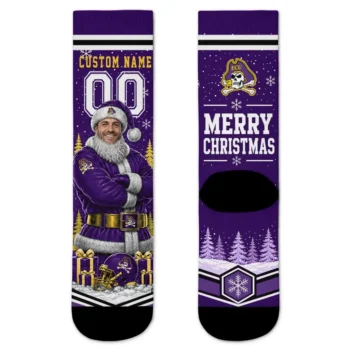 East Carolina Pirates Socks Personalized Snowy Scene Purple White Best Selling