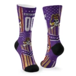 East Carolina Pirates Socks Personalized Star Stripes Purple White Best Selling