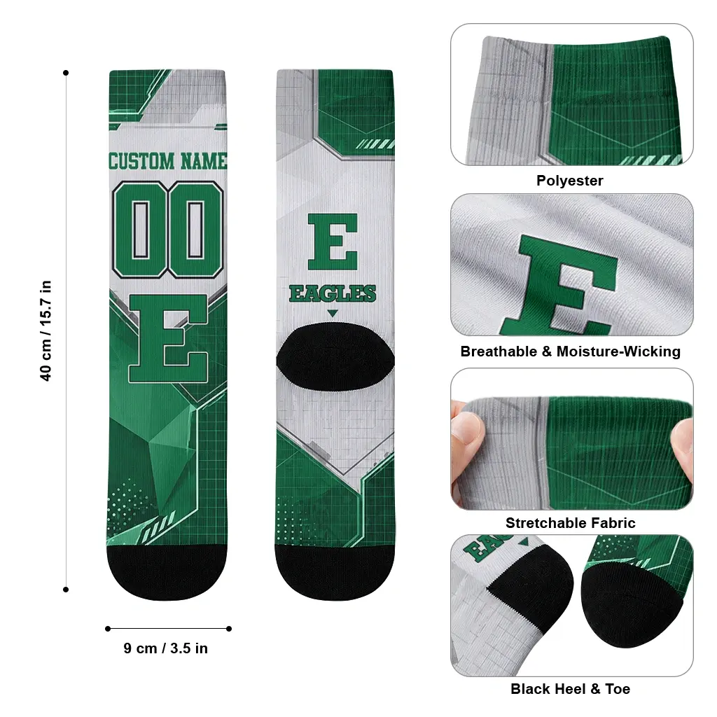 Eastern Michigan Eagles Socks Personalized Geometric Tech Green High Quality Eastern Michigan Eagles Socks Personalized Geometric Tech Green High Quality