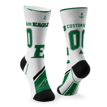Eastern Michigan Eagles Socks Personalized Nautical Icons Green White Fashion Forward