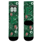 Eastern Michigan Eagles Socks Personalized Scattered Icons Green Best Selling
