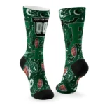 Eastern Michigan Eagles Socks Personalized Scattered Icons Green Best Selling