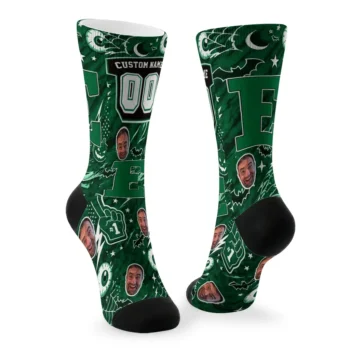 Eastern Michigan Eagles Socks Personalized Scattered Icons Green Fashion Forward