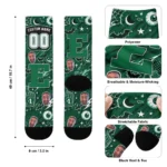 Eastern Michigan Eagles Socks Personalized Scattered Icons Green Best Selling