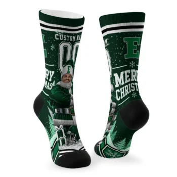 Eastern Michigan Eagles Socks Personalized Snowy Scene Green White Fashion Forward