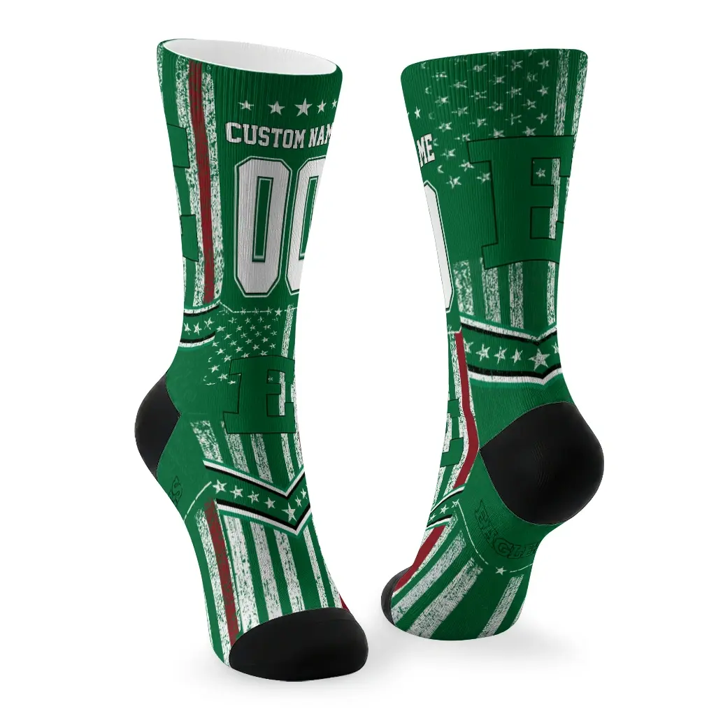 Eastern Michigan Eagles Socks Personalized Star Stripes Green White Fashion Forward Eastern Michigan Eagles Socks Personalized Star Stripes Green White Fashion Forward