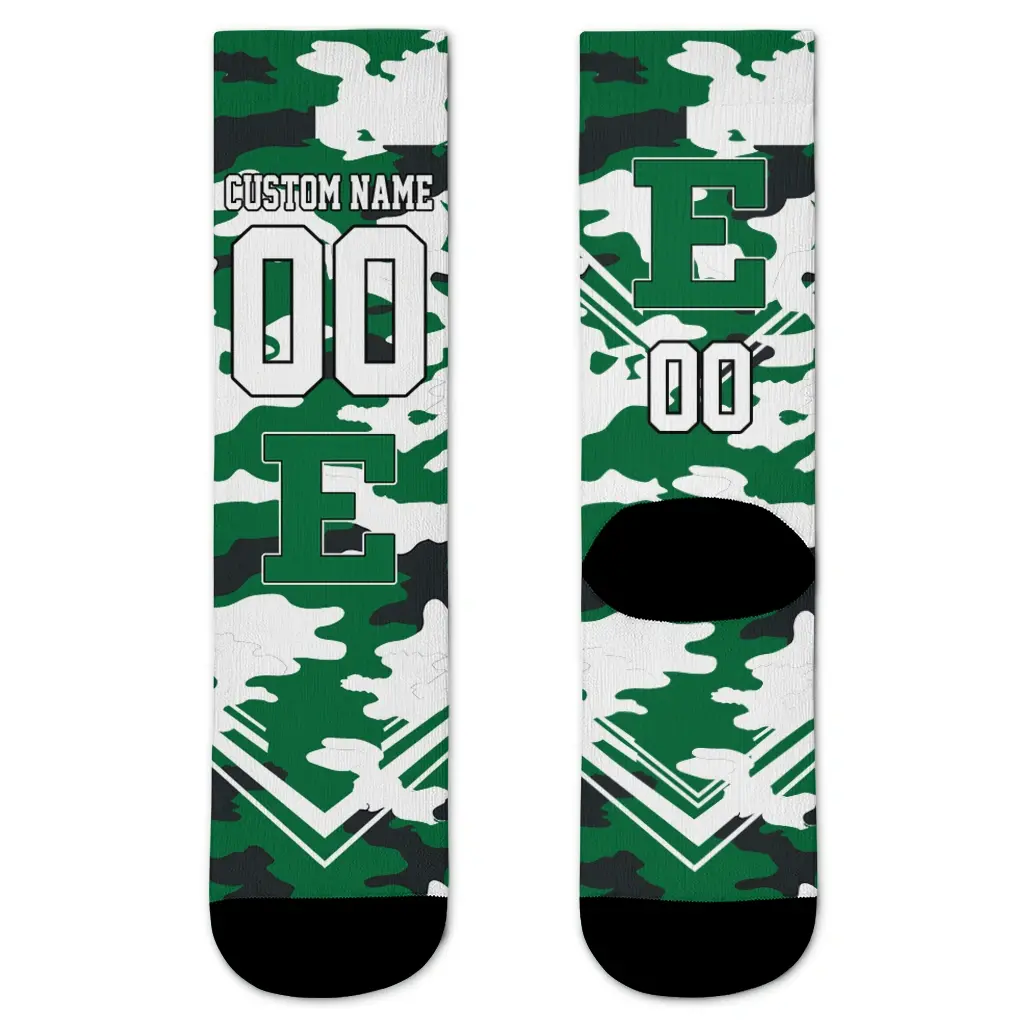 Eastern Michigan Eagles Socks Personalized Woodland Camo Green Best Selling Eastern Michigan Eagles Socks Personalized Woodland Camo Green Best Selling