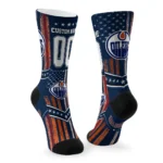 Edmonton Oilers Socks Custom Star Stripes Blue White Best Selling