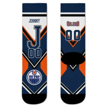 Edmonton Oilers Socks Customized Arrow Blocks Blue Best Selling