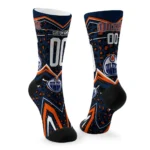 Edmonton Oilers Socks Customized Leopard Print Blue Black Best Selling