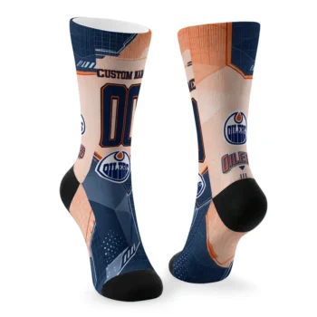 Edmonton Oilers Socks Personalized Geometric Tech Blue Fashion Forward