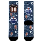 Edmonton Oilers Socks Personalized Scattered Icons Blue Best Selling