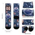 Edmonton Oilers Socks Personalized Scattered Icons Blue Best Selling