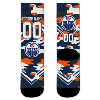Edmonton Oilers Socks Personalized Woodland Camo Blue Best Selling