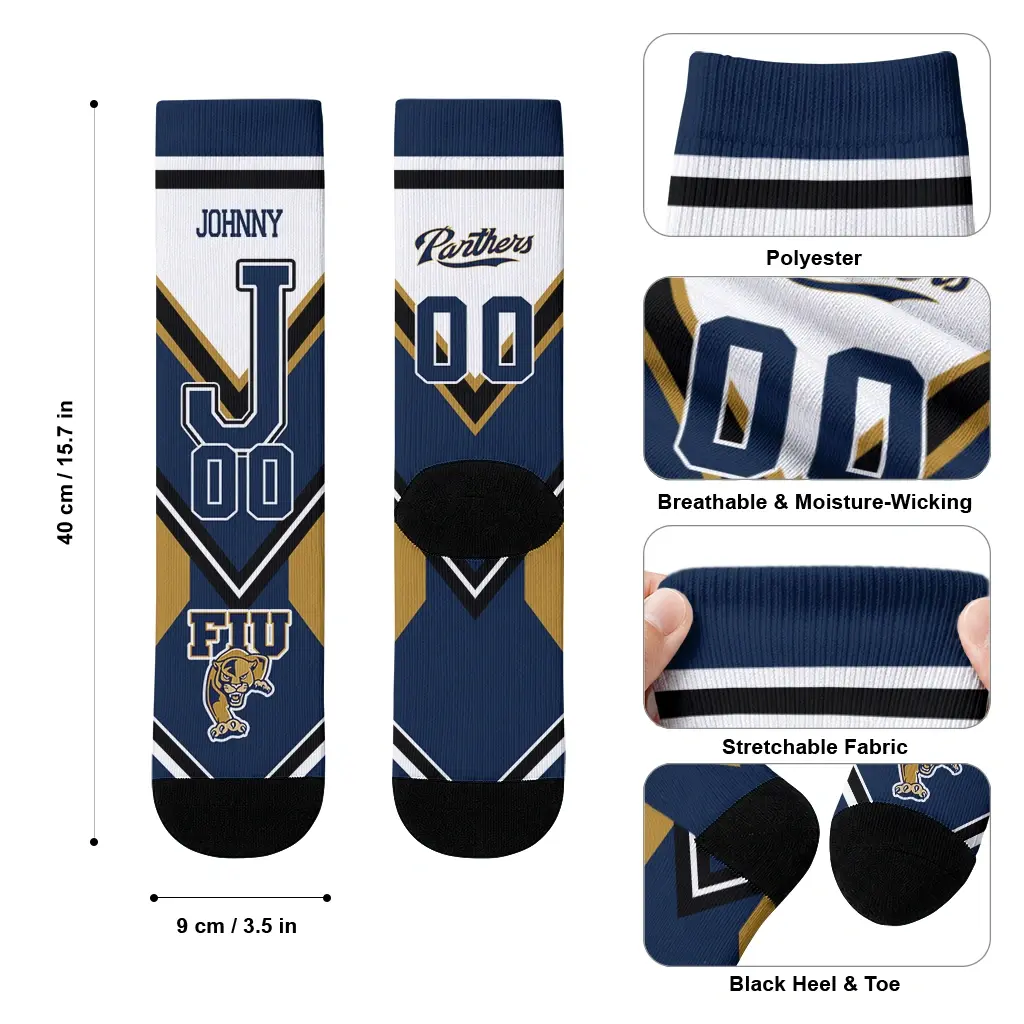 Fiu Panthers Socks Custom Arrow Blocks Blue High Quality Fiu Panthers Socks Custom Arrow Blocks Blue High Quality