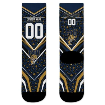 Fiu Panthers Socks Custom Leopard Print Blue Black Best Selling