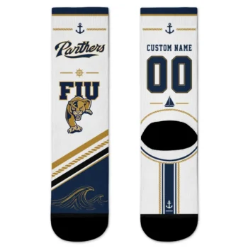 Fiu Panthers Socks Custom Nautical Icons Blue White Best Selling