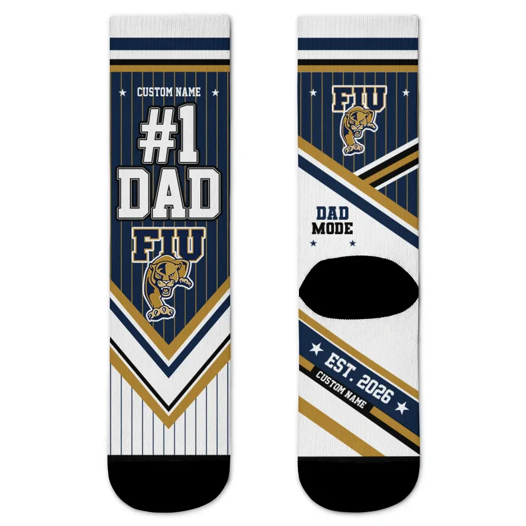 Fiu Panthers Socks Custom Pinstripe Chevron Blue White Best Selling Fiu Panthers Socks Custom Pinstripe Chevron Blue White Best Selling