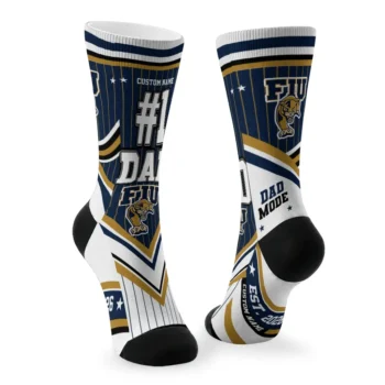 Fiu Panthers Socks Custom Pinstripe Chevron Blue White Fashion Forward