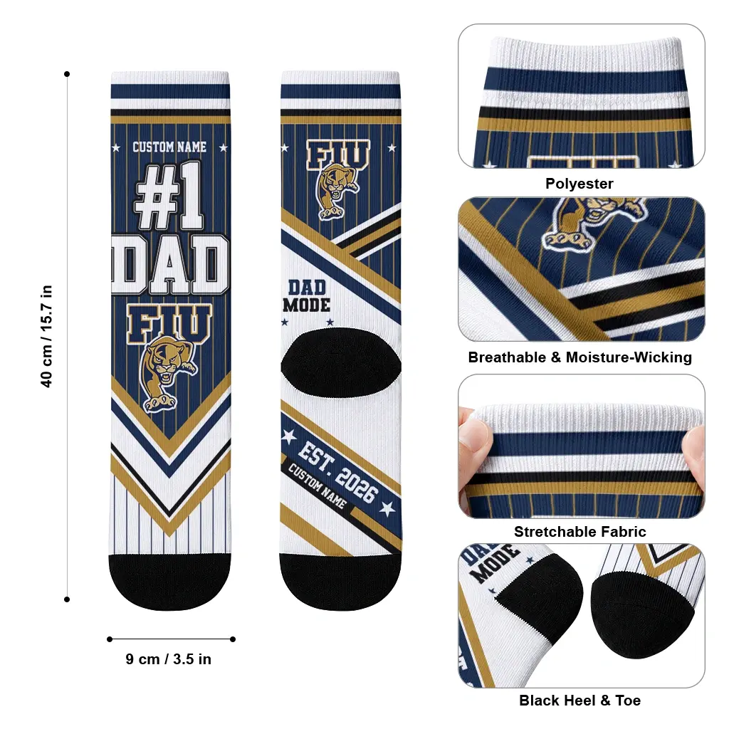 Fiu Panthers Socks Custom Pinstripe Chevron Blue White High Quality Fiu Panthers Socks Custom Pinstripe Chevron Blue White High Quality