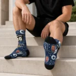 Fiu Panthers Socks Custom Scattered Icons Blue Best Selling