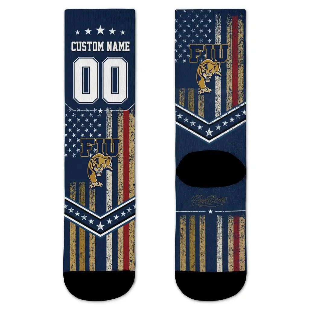 Fiu Panthers Socks Custom Star Stripes Blue White Best Selling Fiu Panthers Socks Custom Star Stripes Blue White Best Selling