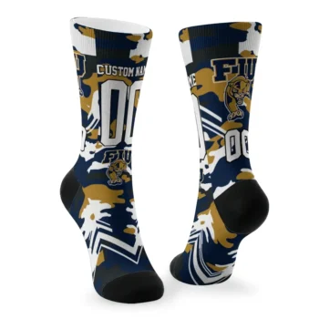 Fiu Panthers Socks Custom Woodland Camo Blue Fashion Forward