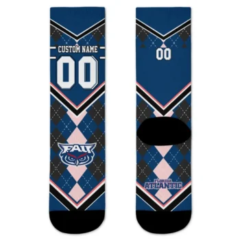 Florida Atlantic Owls Socks Personalized Argyle Pattern Blue Best Selling