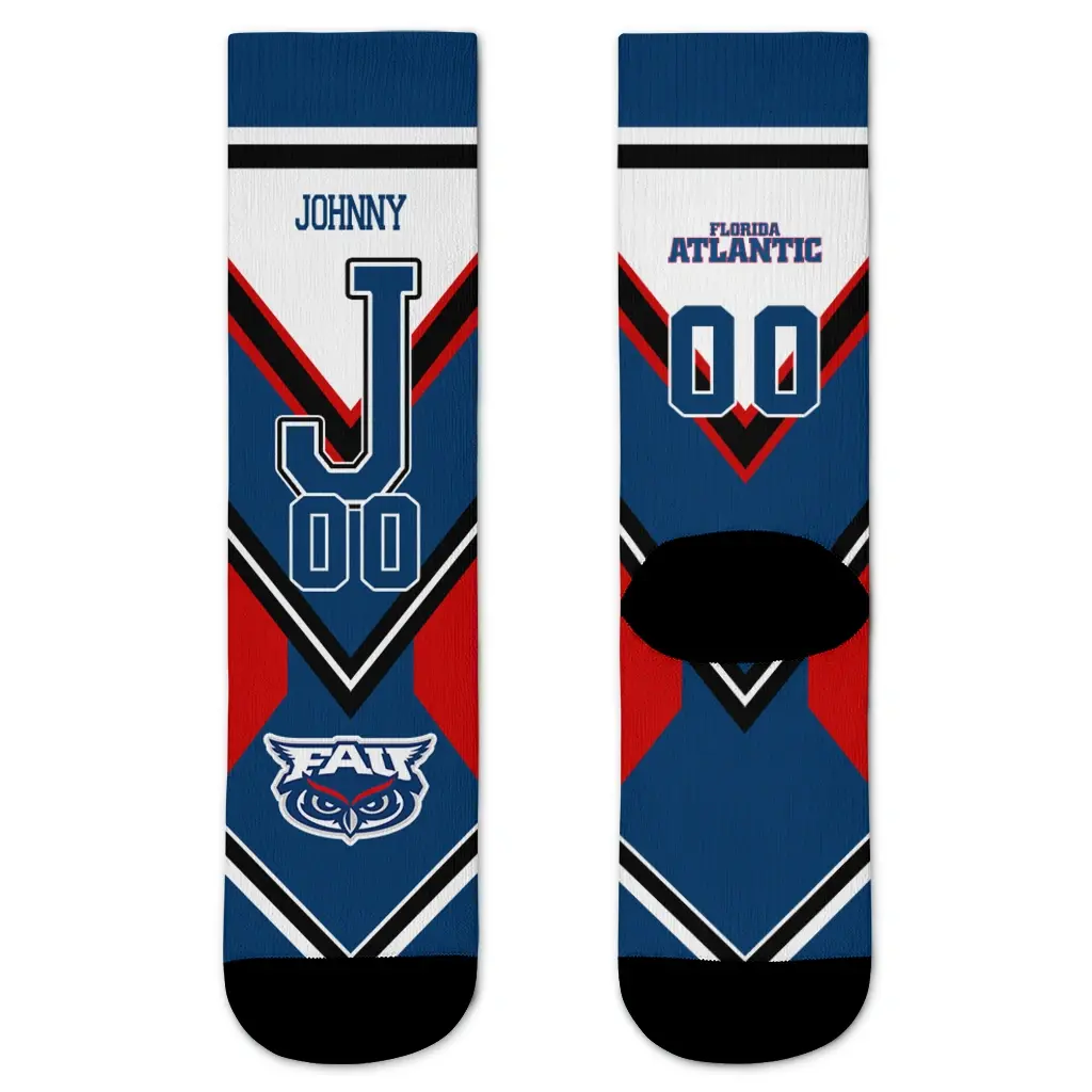 Florida Atlantic Owls Socks Personalized Arrow Blocks Blue Best Selling Florida Atlantic Owls Socks Personalized Arrow Blocks Blue Best Selling