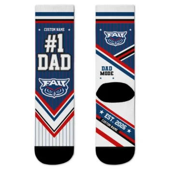 Florida Atlantic Owls Socks Personalized Pinstripe Chevron Blue White Best Selling