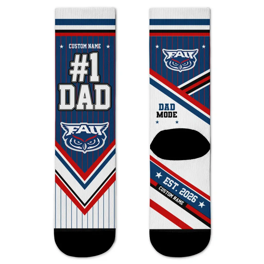 Florida Atlantic Owls Socks Personalized Pinstripe Chevron Blue White Best Selling Florida Atlantic Owls Socks Personalized Pinstripe Chevron Blue White Best Selling