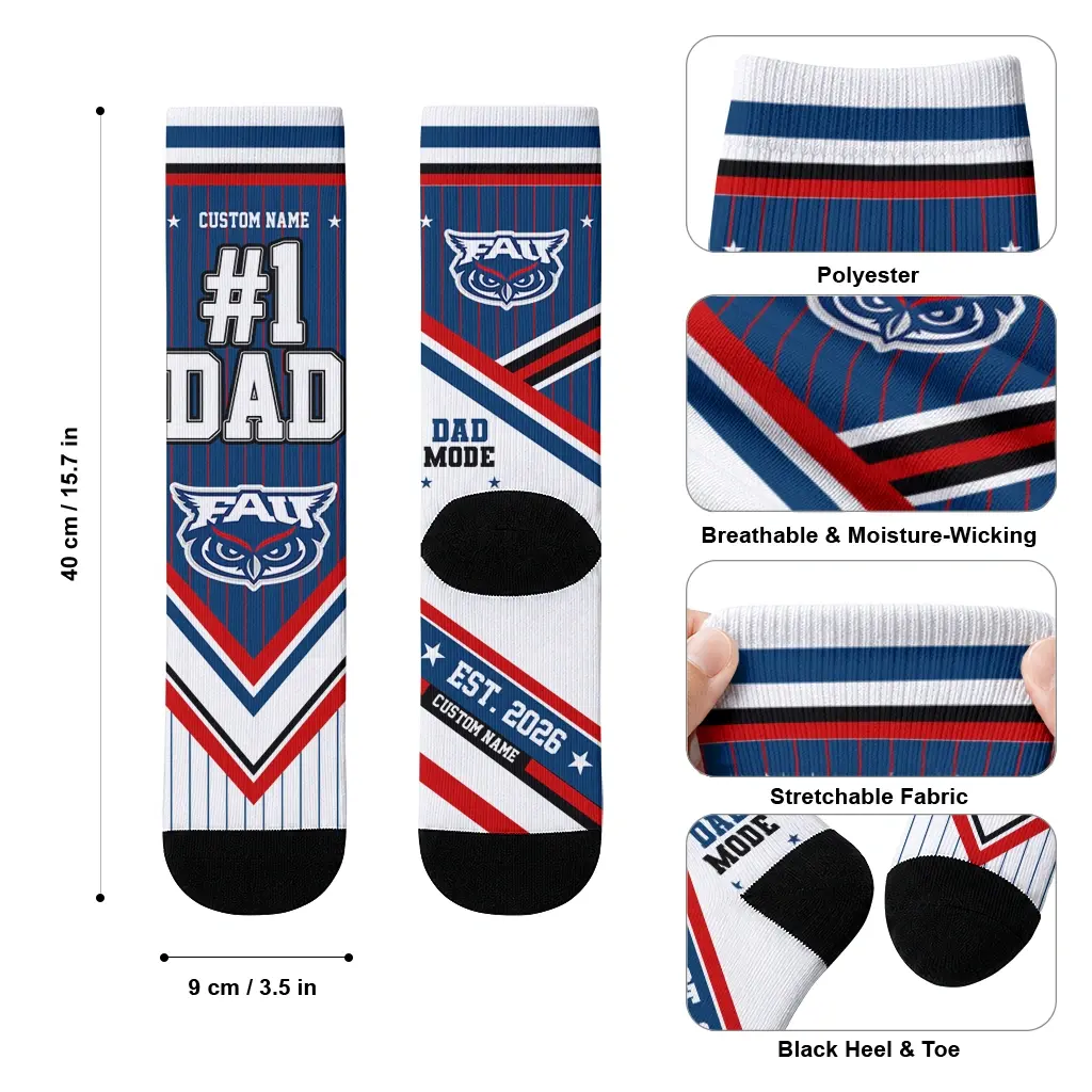 Florida Atlantic Owls Socks Personalized Pinstripe Chevron Blue White High Quality Florida Atlantic Owls Socks Personalized Pinstripe Chevron Blue White High Quality