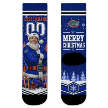 Florida Gators Socks Customized Snowy Scene Blue White Best Selling