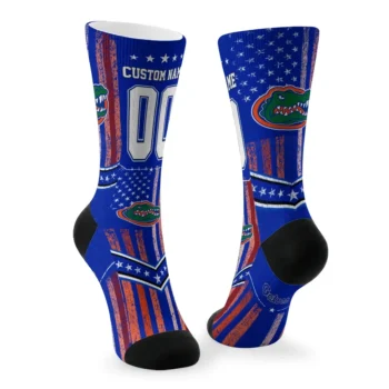 Florida Gators Socks Customized Star Stripes Blue White Fashion Forward