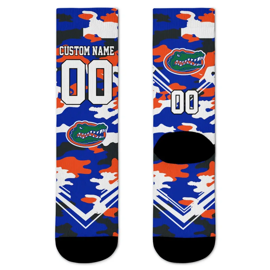Florida Gators Socks Customized Woodland Camo Blue Best Selling Florida Gators Socks Customized Woodland Camo Blue Best Selling
