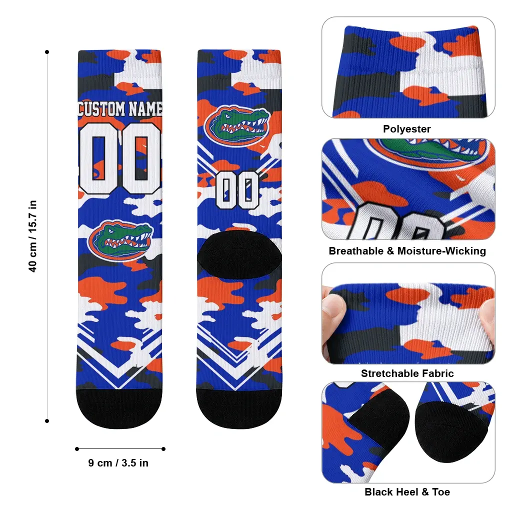 Florida Gators Socks Customized Woodland Camo Blue High Quality Florida Gators Socks Customized Woodland Camo Blue High Quality