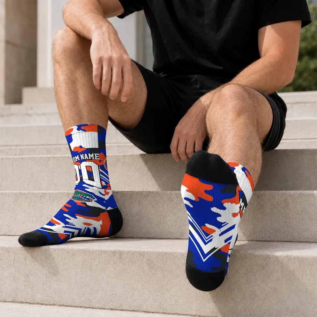 Florida Gators Socks Customized Woodland Camo Blue Latest Model Florida Gators Socks Customized Woodland Camo Blue Latest Model