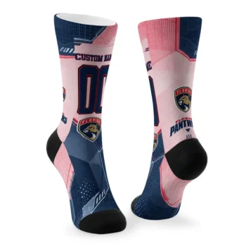 Florida Panthers Socks Custom Geometric Tech Red Fashion Forward
