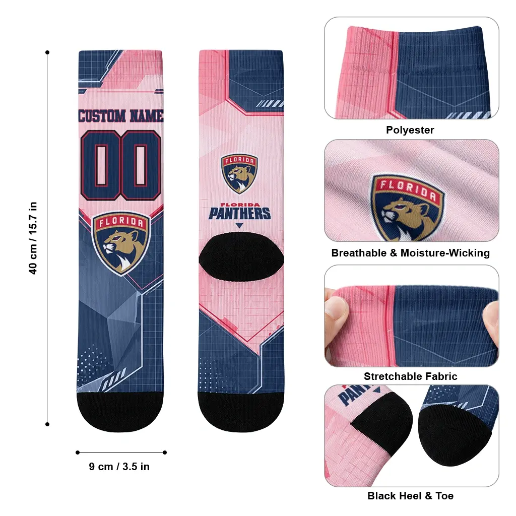 Florida Panthers Socks Custom Geometric Tech Red High Quality Florida Panthers Socks Custom Geometric Tech Red High Quality