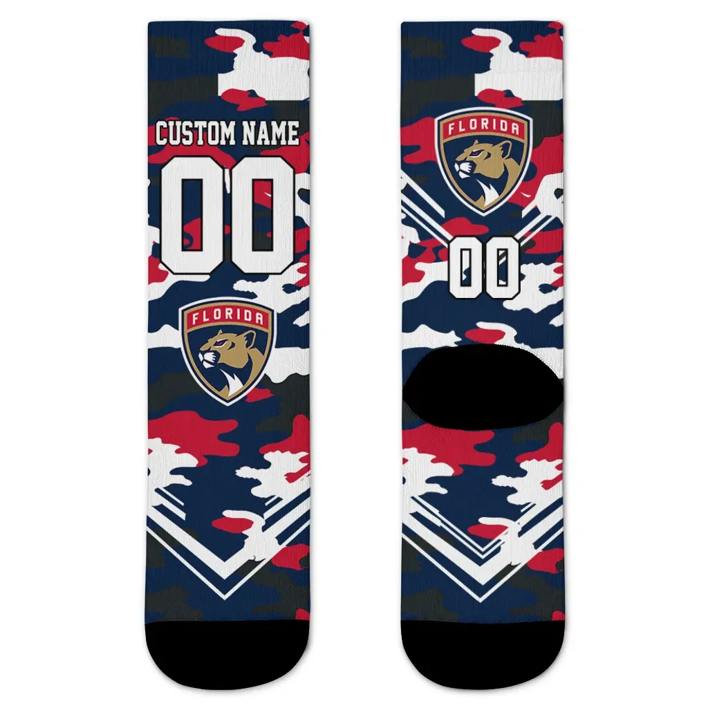 Florida Panthers Socks Custom Woodland Camo Red Best Selling Florida Panthers Socks Custom Woodland Camo Red Best Selling