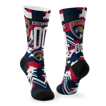 Florida Panthers Socks Custom Woodland Camo Red Fashion Forward
