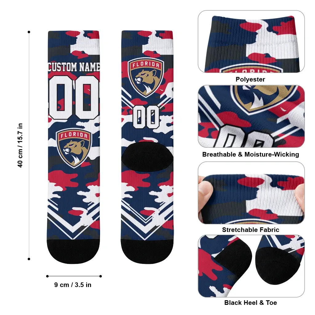 Florida Panthers Socks Custom Woodland Camo Red High Quality Florida Panthers Socks Custom Woodland Camo Red High Quality