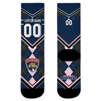 Florida Panthers Socks Customized Argyle Pattern Red Best Selling