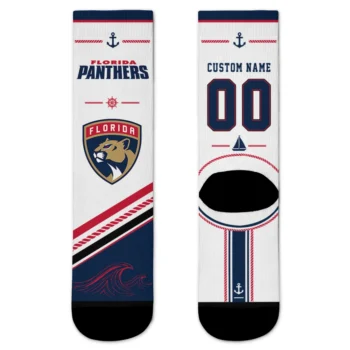 Florida Panthers Socks - Customized Nautical Icons Red White