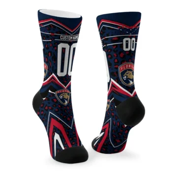 Florida Panthers Socks Personalized Leopard Print Red Black Fashion Forward